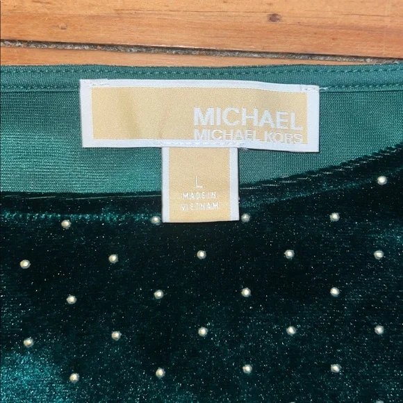 Michael Kors Dark Green velvet blouse size L - Picture 4 of 12